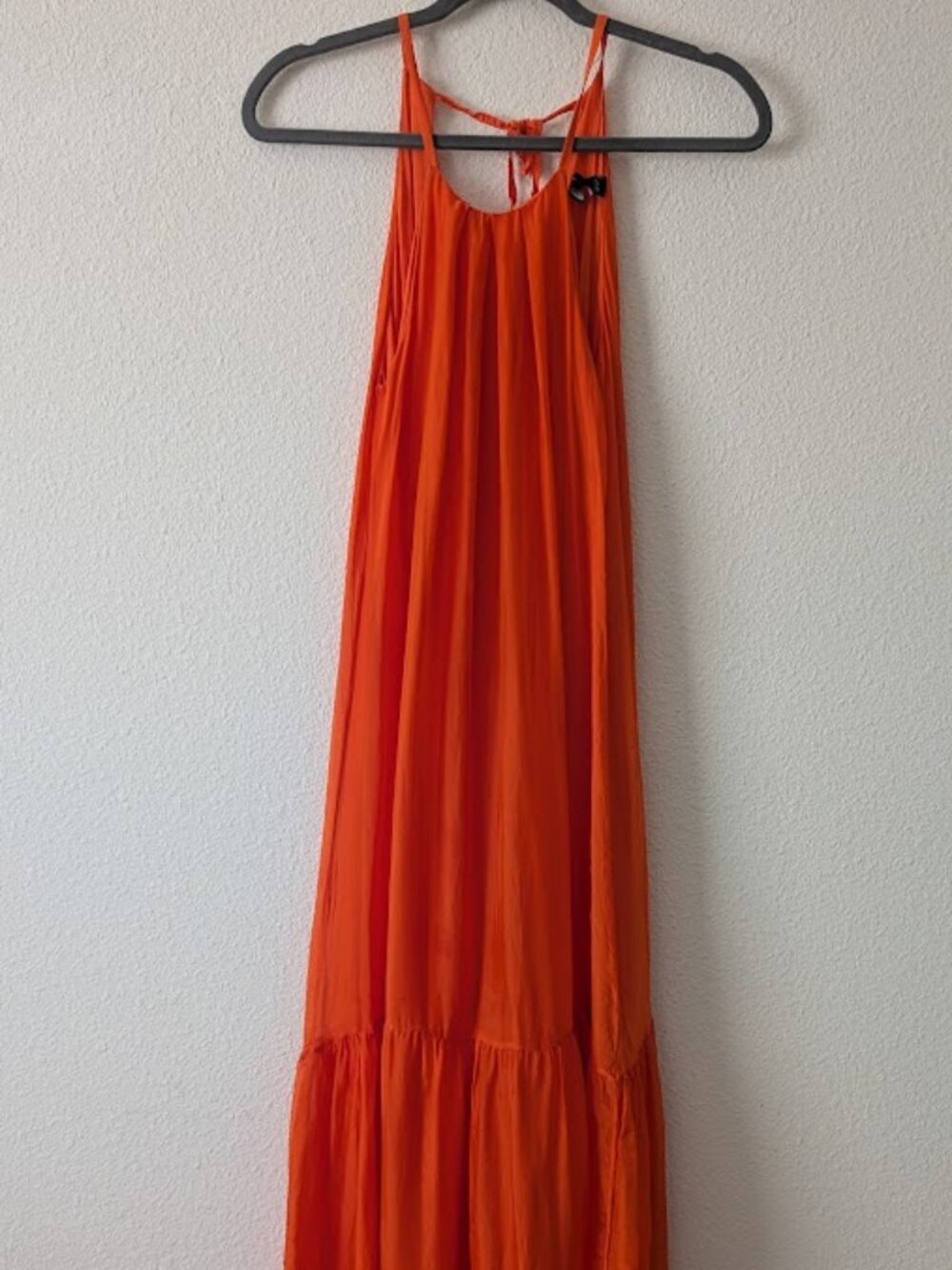 Italy FRNCH Paris Orange Silk Blend Maxi Dress Open Back S